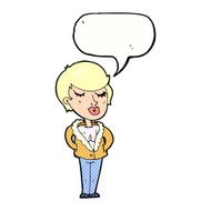 cartoon cool relaxed woman with speech bubble N11