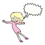 cartoon crazy excited girl with speech bubble N11