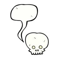 cartoon spooky skull symbol with speech bubble N4