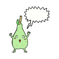cartoon frightened pear with speech bubble N11
