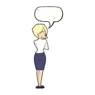 cartoon businesswoman ignoring with speech bubble N9