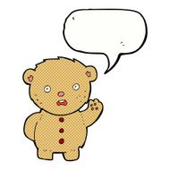 cartoon unhappy teddy bear with speech bubble N8