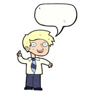 cartoon school boy with idea speech bubble N33