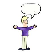 cartoon happy man with speech bubble N542