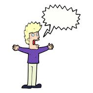 cartoon terrified man with speech bubble N258