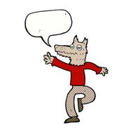 cartoon happy wolf man with speech bubble N22