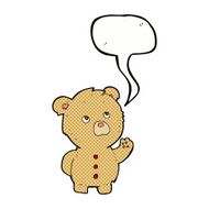 cartoon waving teddy bear with speech bubble N54