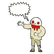 cartoon spooky zombie with speech bubble N12