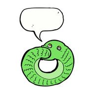 cartoon snake eating own tail with speech bubble N8