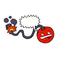 cartoon burning bomb with speech bubble N7