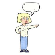 cartoon woman pointing with speech bubble N251