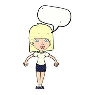 cartoon woman shrugging shoulders with speech bubble N585