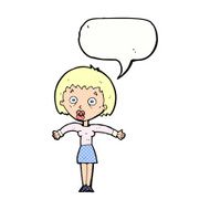 cartoon woman shrugging shoulders with speech bubble N587