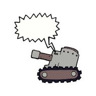 cartoon army tank with speech bubble N8
