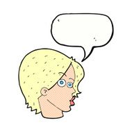 cartoon female face with speech bubble N180