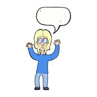 cartoon hippie man waving arms with speech bubble N11