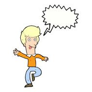 cartoon man dancing with speech bubble N8