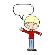 cartoon happy waving boy with speech bubble N23