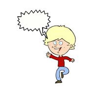 cartoon happy waving boy with speech bubble N24