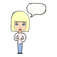 cartoon woman indicating self with speech bubble N12