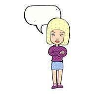 cartoon woman with crossed arms speech bubble N58
