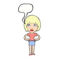 cartoon worried woman with speech bubble N92