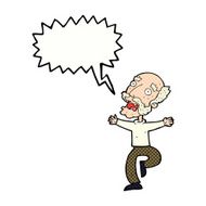 cartoon old man having a fright with speech bubble N12