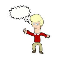 cartoon man waving with speech bubble N35