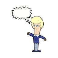 cartoon man punching with speech bubble N12