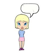 cartoon shy girl with speech bubble N12