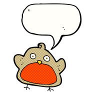 cartoon christmas robin with speech bubble N11