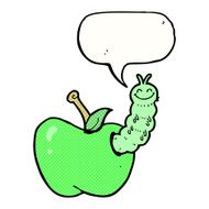 cartoon bug eating apple with speech bubble N24