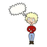 cartoon crazy excited woman with speech bubble N24
