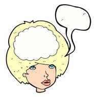 cartoon empty headed woman with speech bubble N11