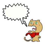 cartoon frightened cat with speech bubble N30
