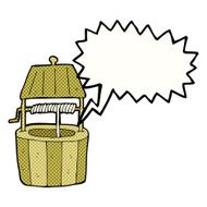cartoon wishing well with speech bubble N10
