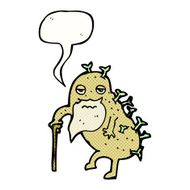 cartoon old potato with speech bubble N12