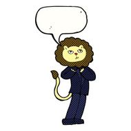 cartoon lion businessman with speech bubble N7