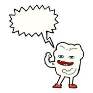 cartoon strong healthy tooth with speech bubble N12