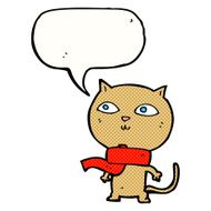 cartoon funny cat wearing scarf with speech bubble N20