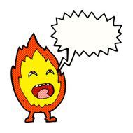cartoon flame character with speech bubble N12