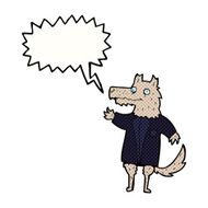 cartoon wolf businessman with speech bubble N8