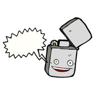 cartoon metal lighter with speech bubble N3