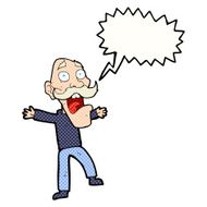 cartoon shocked old man with speech bubble N32