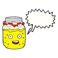 cartoon honey jar with speech bubble N4