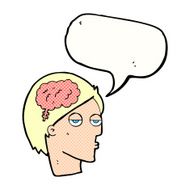 cartoon head with brain symbol speech bubble N46