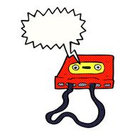 cartoon cassette tape with speech bubble N12