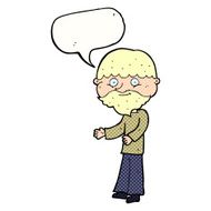 cartoon happy bearded man with speech bubble N12