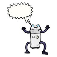cartoon robot with speech bubble N228