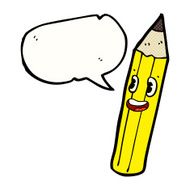 cartoon pencil with speech bubble N4